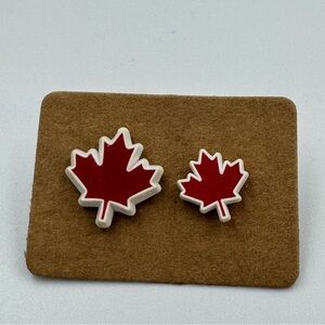 Maple Leaf Red and White Earrings